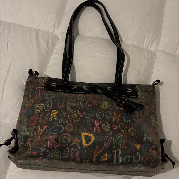 Dooney & Bourke Handbags - Dooney & Bourke Black Graffiti Tote with Sturdy Leather Handles